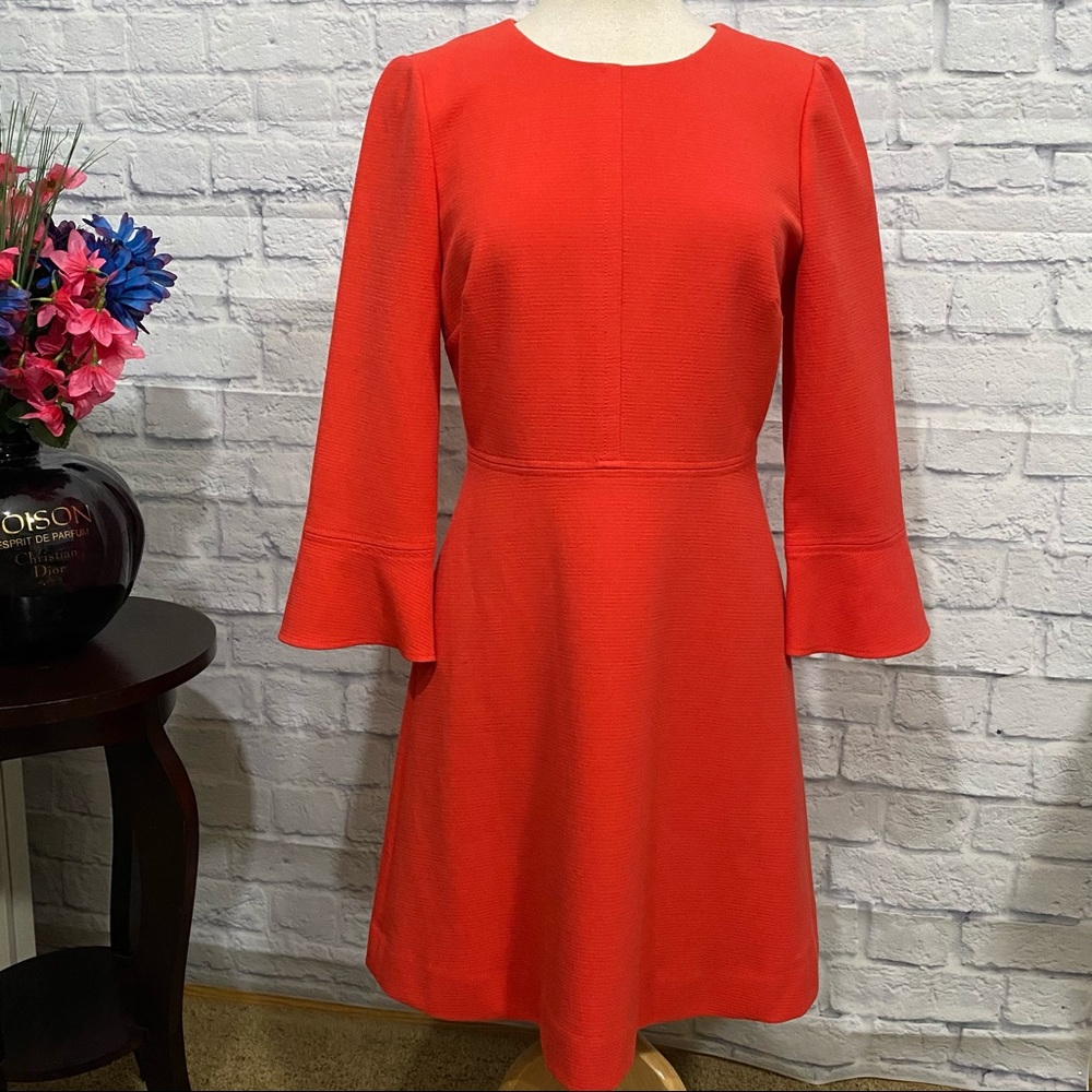 J. Crew Bell Sleeve Papaya Knee Length Dress Sz 6